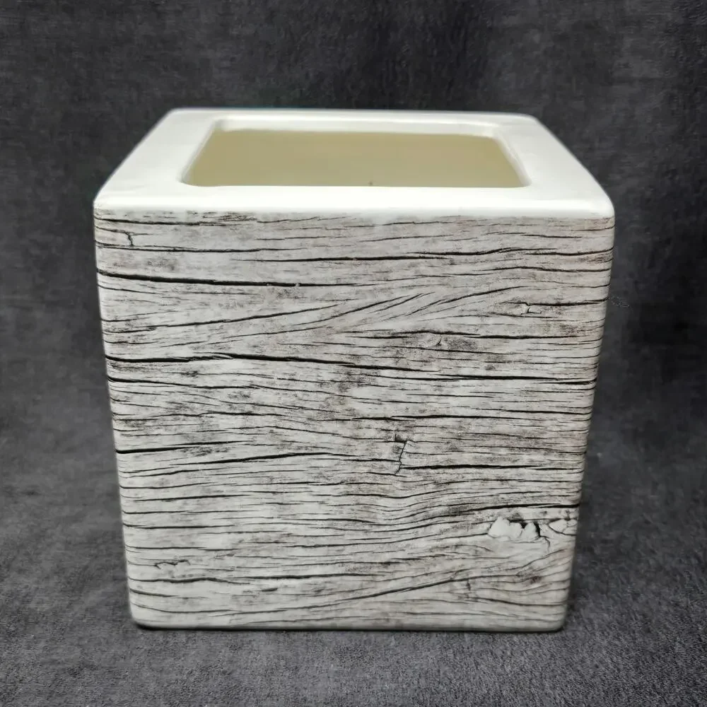 Ceramic Wood Look Planter Cache Pot Vase Holder